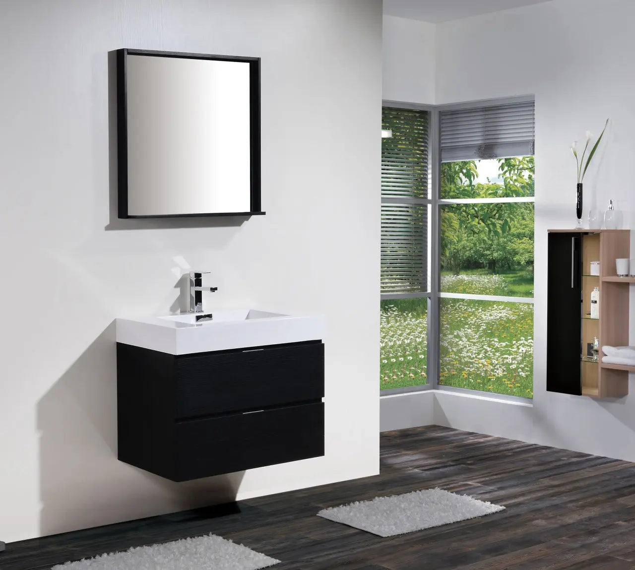 Kube Bath Bliss 30″ Black Wall Mount Modern Bathroom Vanity - Plumbing Market