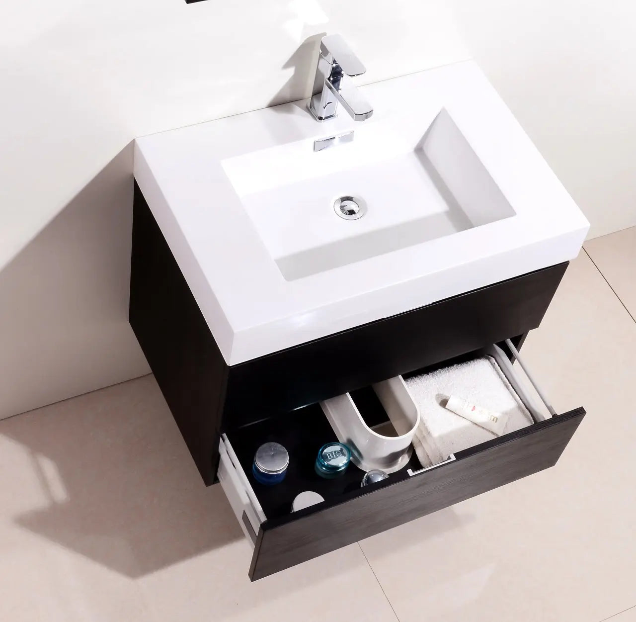 Kube Bath Bliss 30″ Black Wall Mount Modern Bathroom Vanity - Plumbing Market