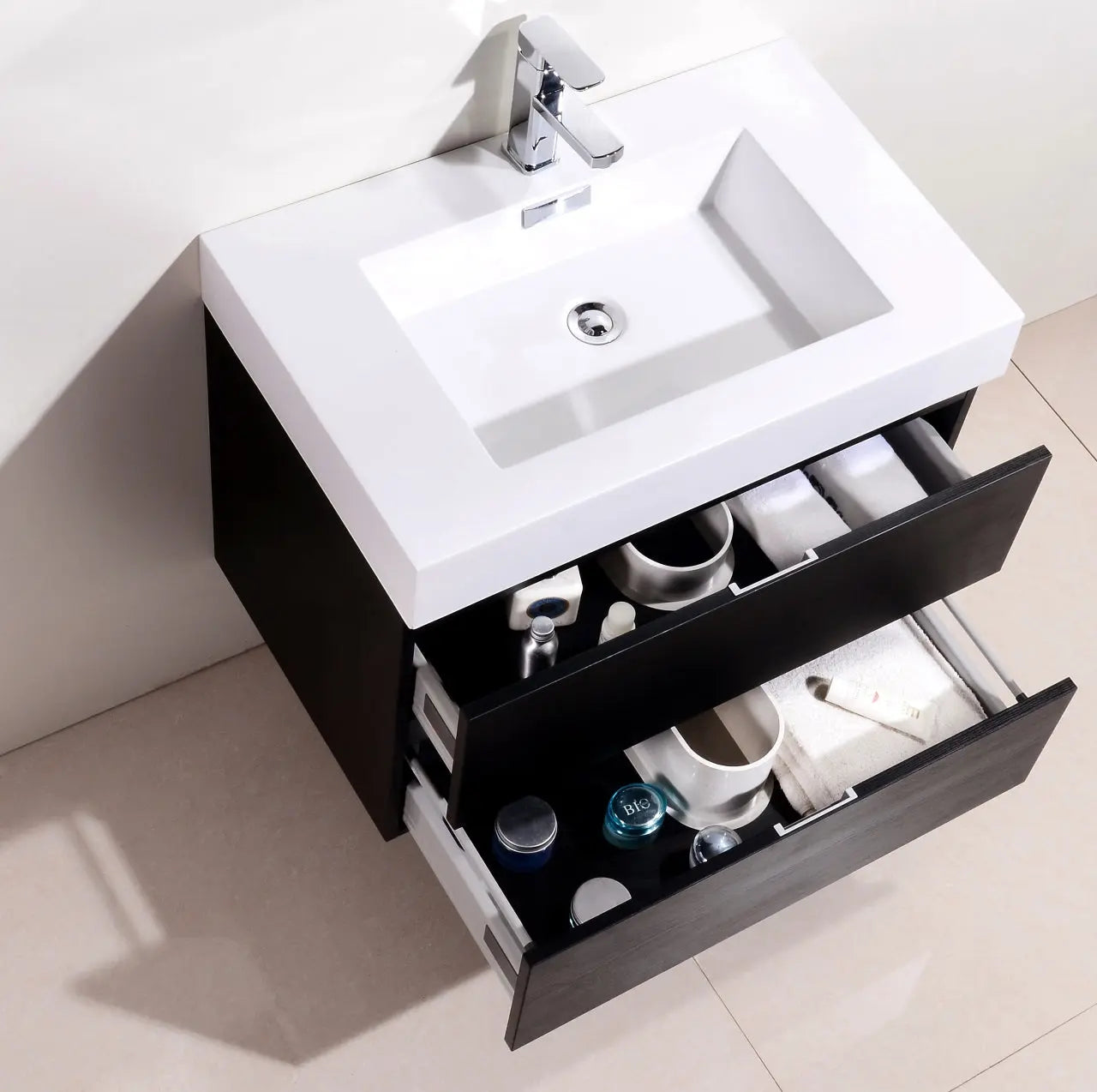 Kube Bath Bliss 30″ Black Wall Mount Modern Bathroom Vanity - Plumbing Market