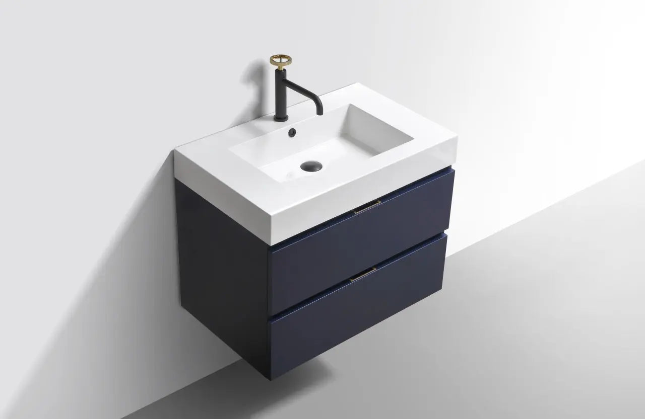 Kube Bath Bliss 30″ Blue Wall Mount Modern Bathroom Vanity - Plumbing Market
