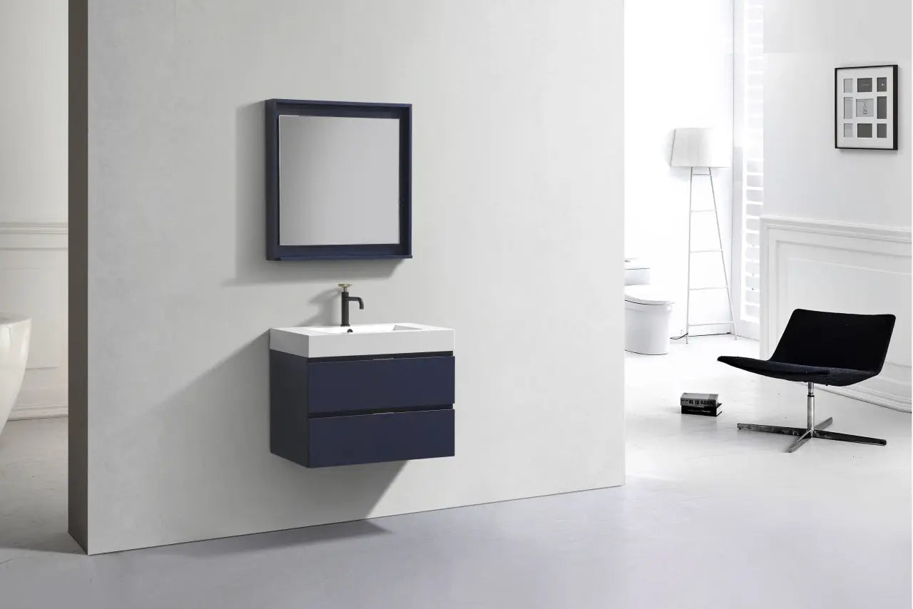 Kube Bath Bliss 30″ Blue Wall Mount Modern Bathroom Vanity - Plumbing Market