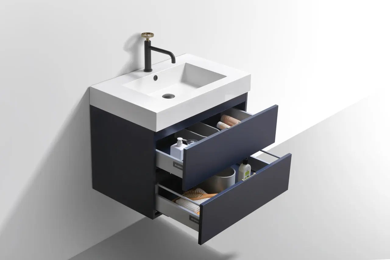 Kube Bath Bliss 30″ Blue Wall Mount Modern Bathroom Vanity - Plumbing Market