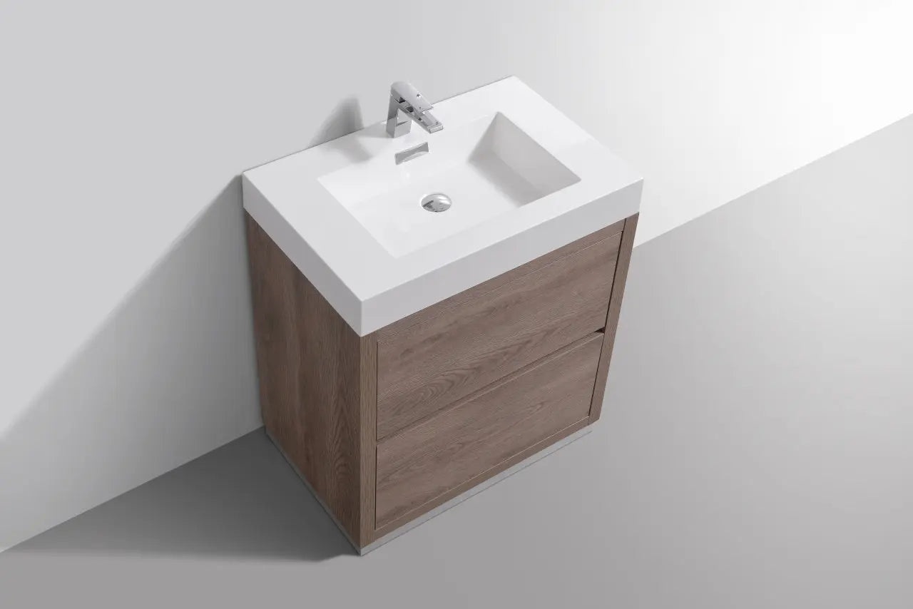 Kube Bath Bliss 30″ Butternut Free Standing Modern Bathroom Vanity - Plumbing Market