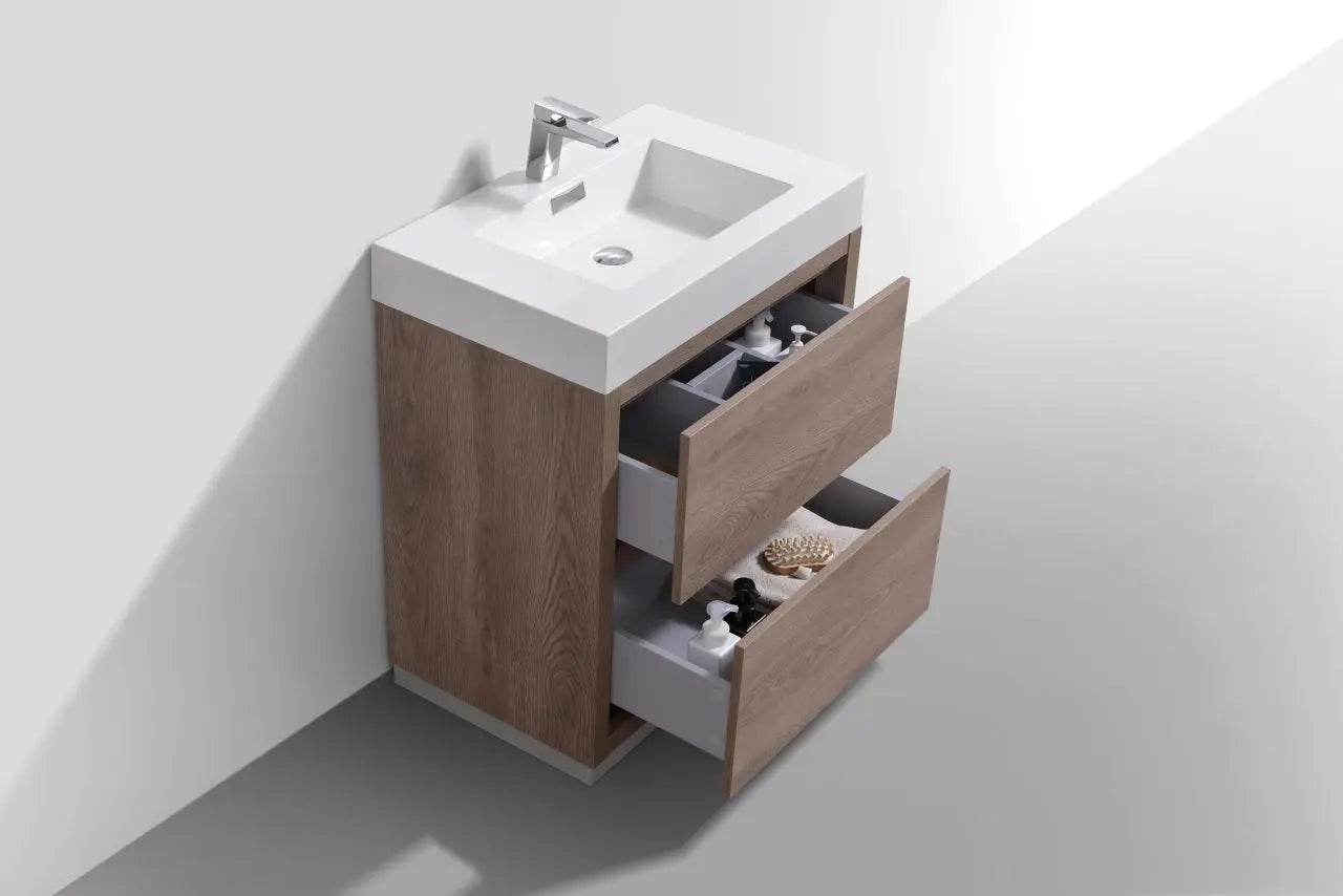 Kube Bath Bliss 30″ Butternut Free Standing Modern Bathroom Vanity - Plumbing Market