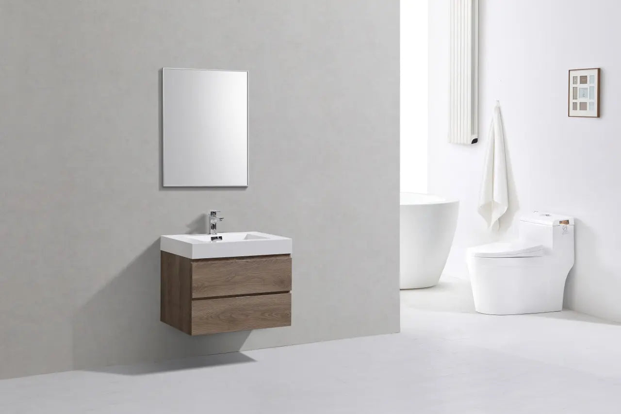 Kube Bath Bliss 30″ Butternut Wall Mount Modern Bathroom Vanity - Plumbing Market