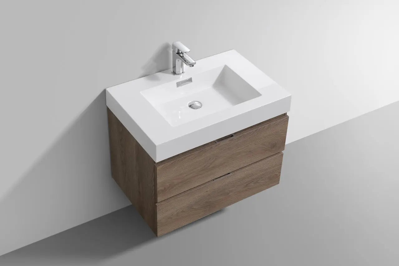 Kube Bath Bliss 30″ Butternut Wall Mount Modern Bathroom Vanity - Plumbing Market