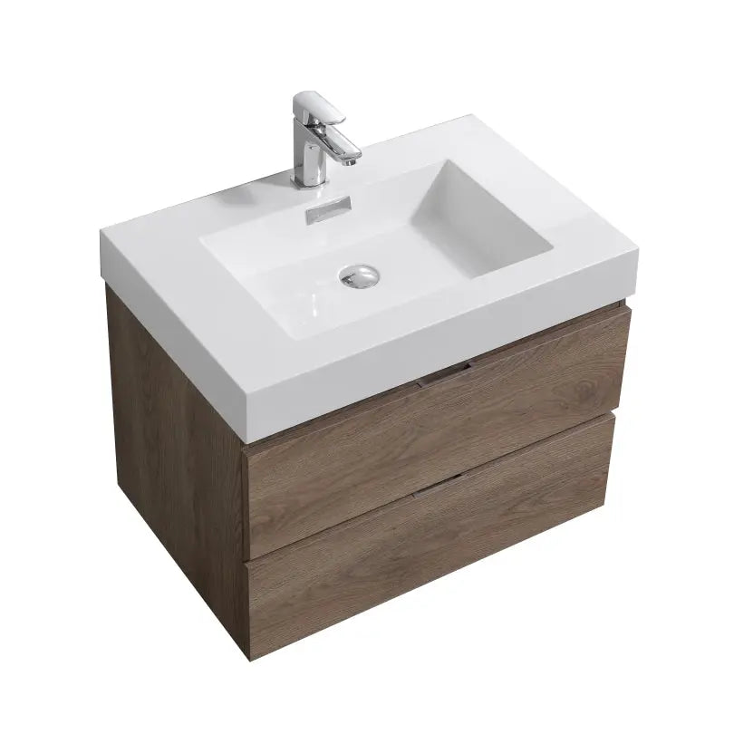 Kube Bath Bliss 30″ Butternut Wall Mount Modern Bathroom Vanity - Plumbing Market