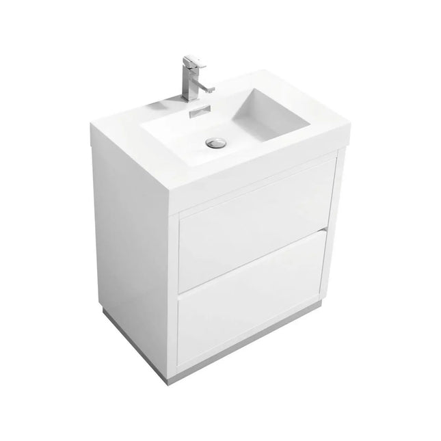 Kube Bath Bliss 30″ High Gloss White Free Standing Modern Bathroom Vanity - Plumbing Market