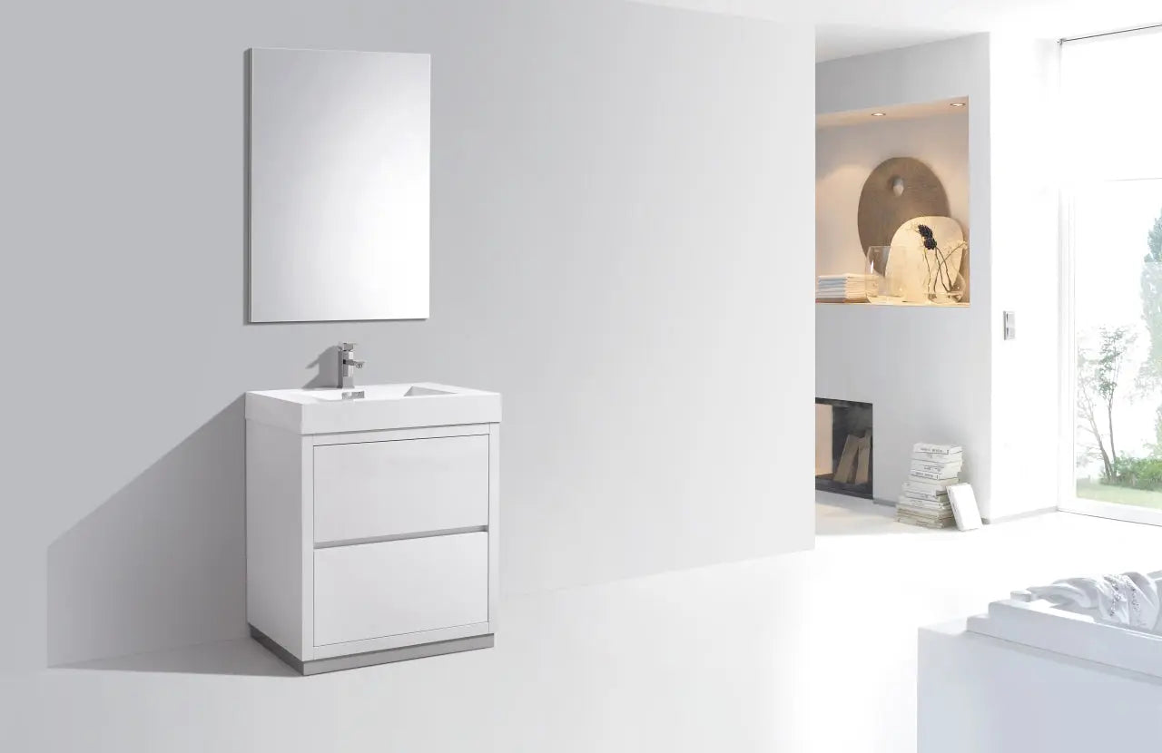 Kube Bath Bliss 30″ High Gloss White Free Standing Modern Bathroom Vanity - Plumbing Market