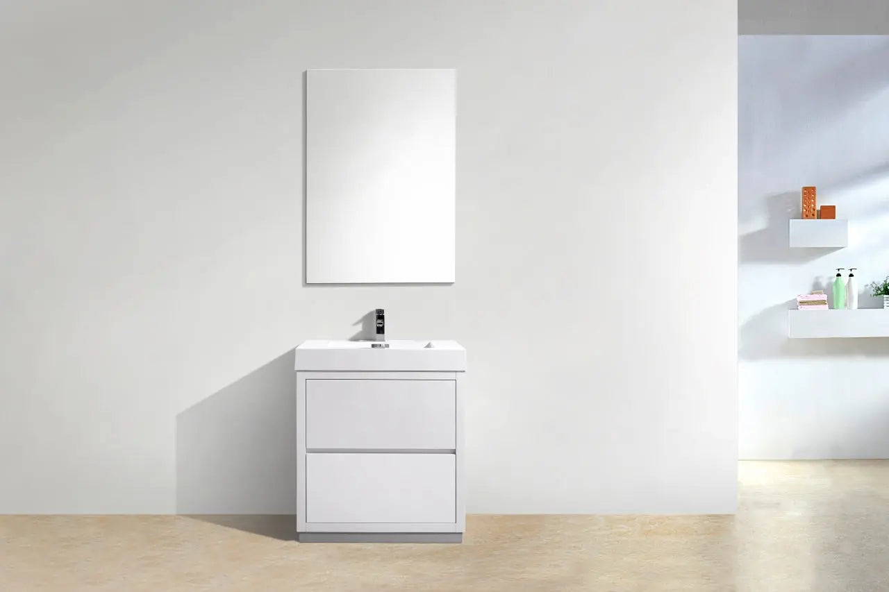 Kube Bath Bliss 30″ High Gloss White Free Standing Modern Bathroom Vanity - Plumbing Market