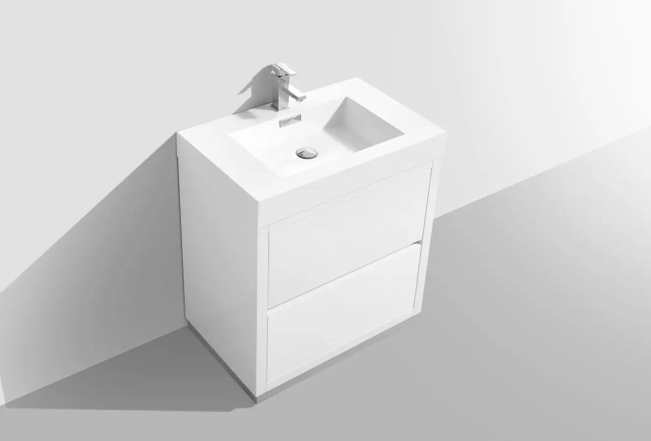 Kube Bath Bliss 30″ High Gloss White Free Standing Modern Bathroom Vanity - Plumbing Market