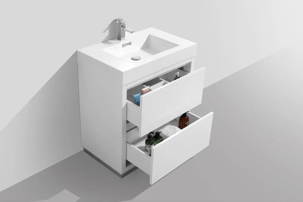 Kube Bath Bliss 30″ High Gloss White Free Standing Modern Bathroom Vanity - Plumbing Market