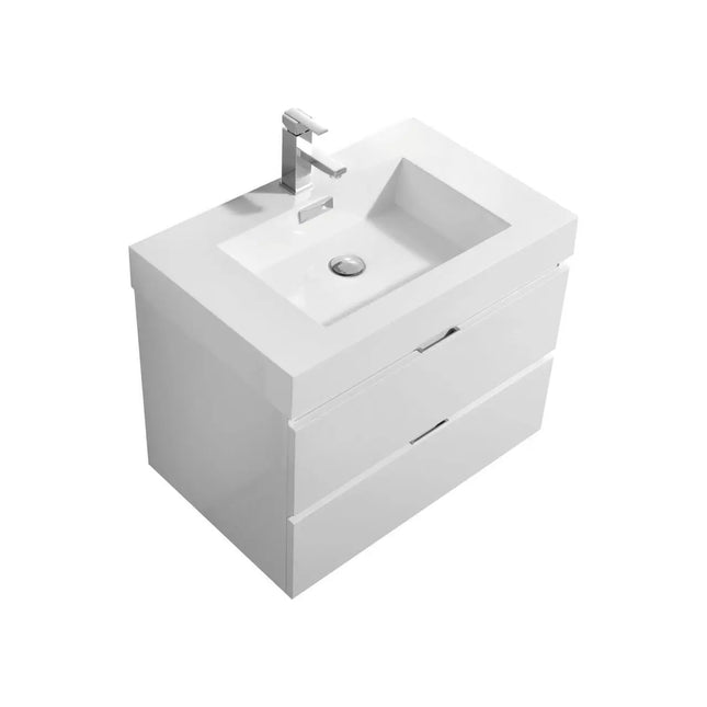 Kube Bath Bliss 30″ High Gloss White Wall Mount Modern Bathroom Vanity - Plumbing Market
