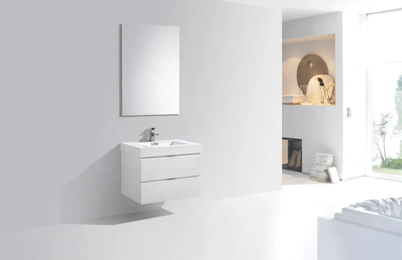 Kube Bath Bliss 30″ High Gloss White Wall Mount Modern Bathroom Vanity - Plumbing Market