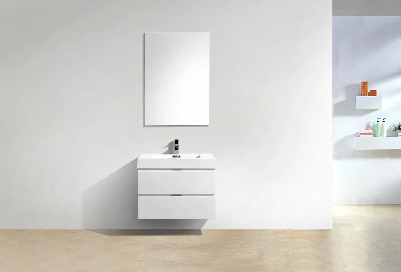 Kube Bath Bliss 30″ High Gloss White Wall Mount Modern Bathroom Vanity - Plumbing Market