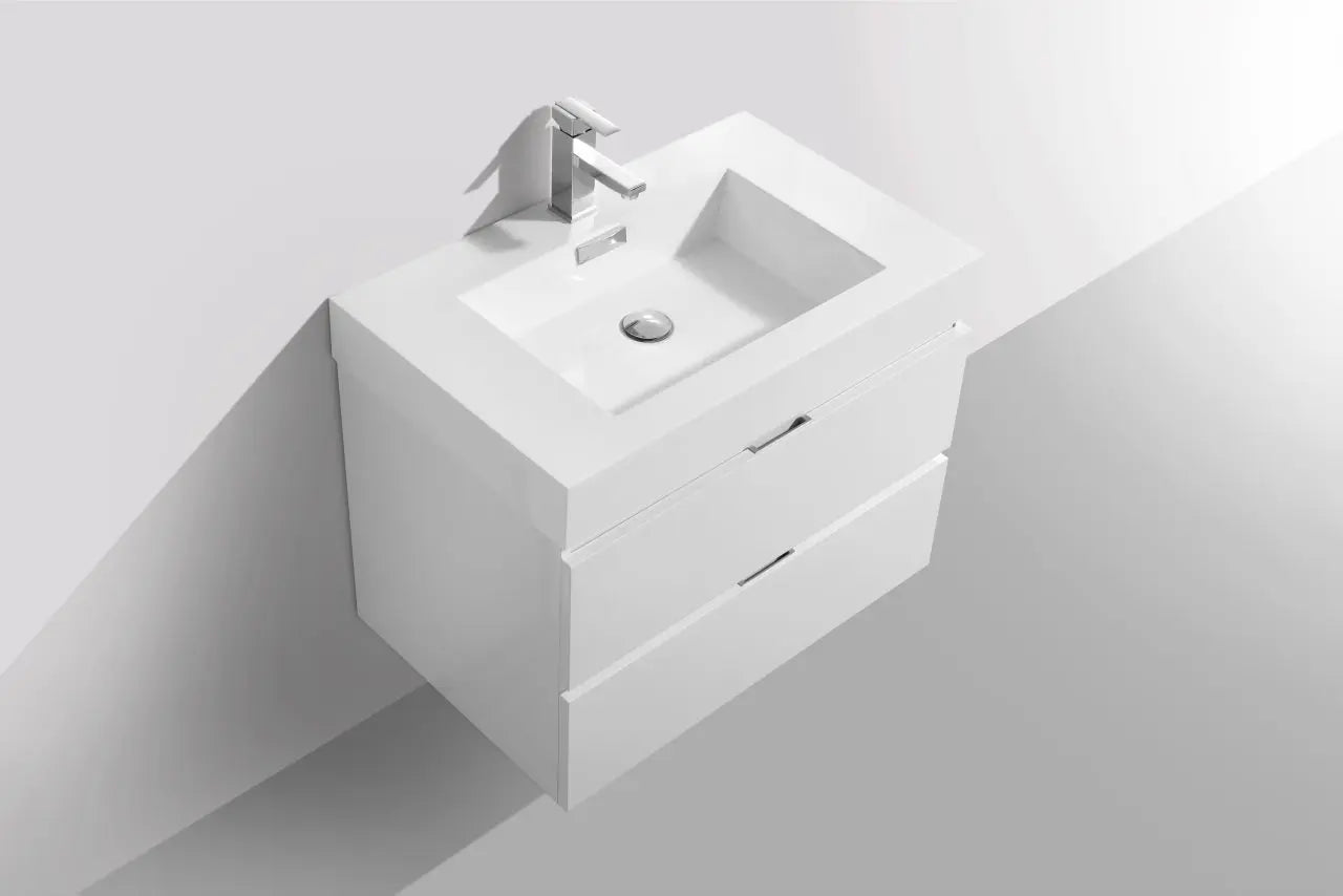 Kube Bath Bliss 30″ High Gloss White Wall Mount Modern Bathroom Vanity - Plumbing Market