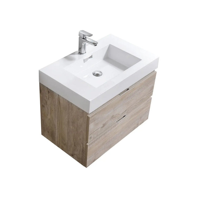 Kube Bath Bliss 30" Nature Wood Wall Mount Modern Bathroom Vanity - Plumbing Market