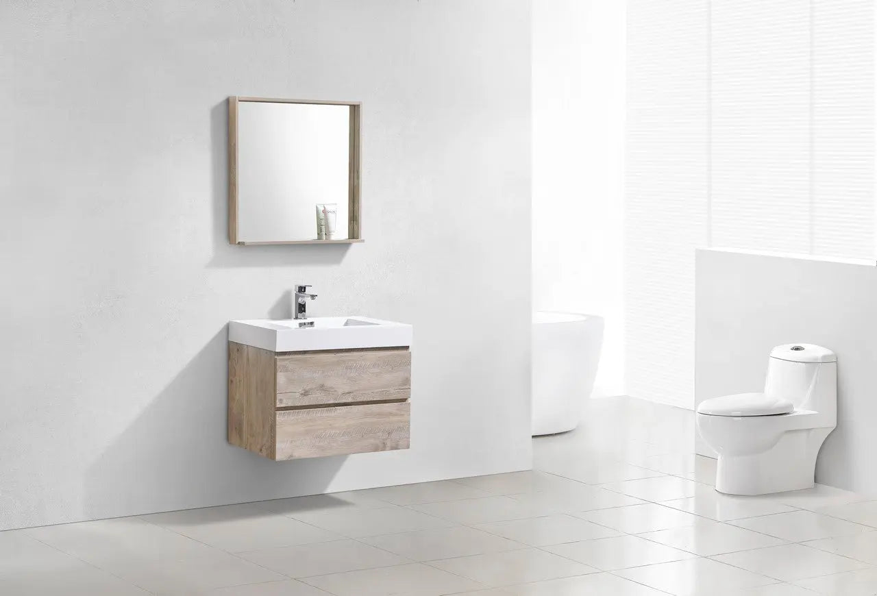 Kube Bath Bliss 30" Nature Wood Wall Mount Modern Bathroom Vanity - Plumbing Market