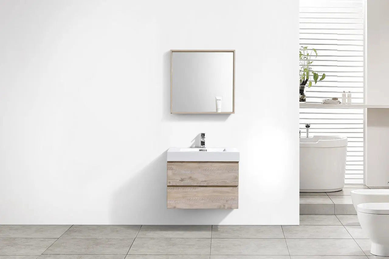 Kube Bath Bliss 30" Nature Wood Wall Mount Modern Bathroom Vanity - Plumbing Market