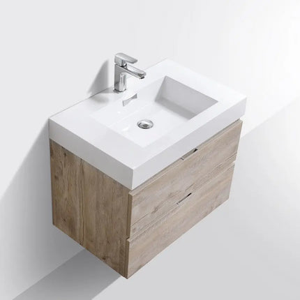 Kube Bath Bliss 30" Nature Wood Wall Mount Modern Bathroom Vanity - Plumbing Market