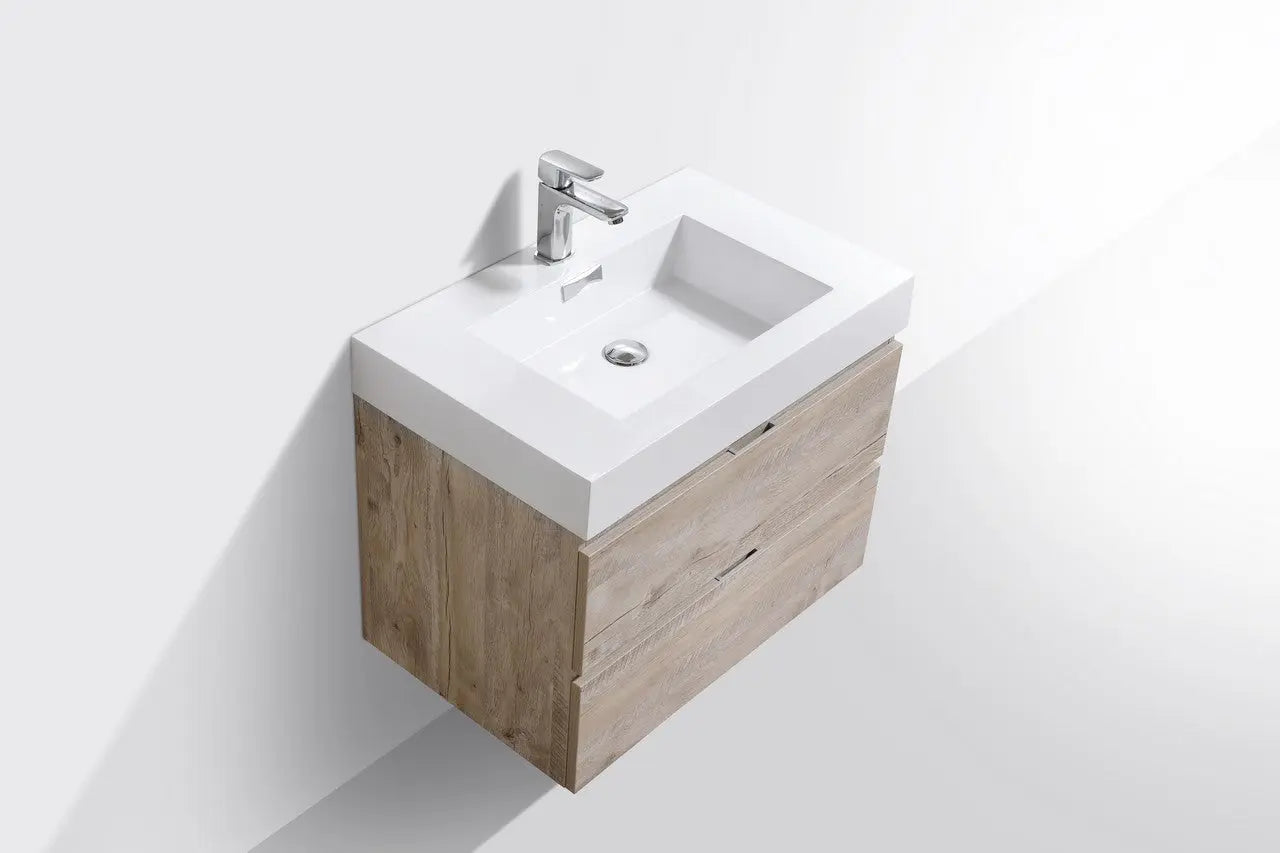 Kube Bath Bliss 30" Nature Wood Wall Mount Modern Bathroom Vanity - Plumbing Market