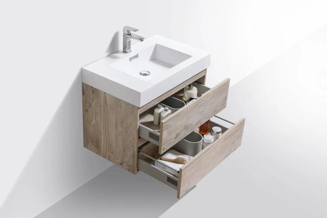 Kube Bath Bliss 30" Nature Wood Wall Mount Modern Bathroom Vanity - Plumbing Market