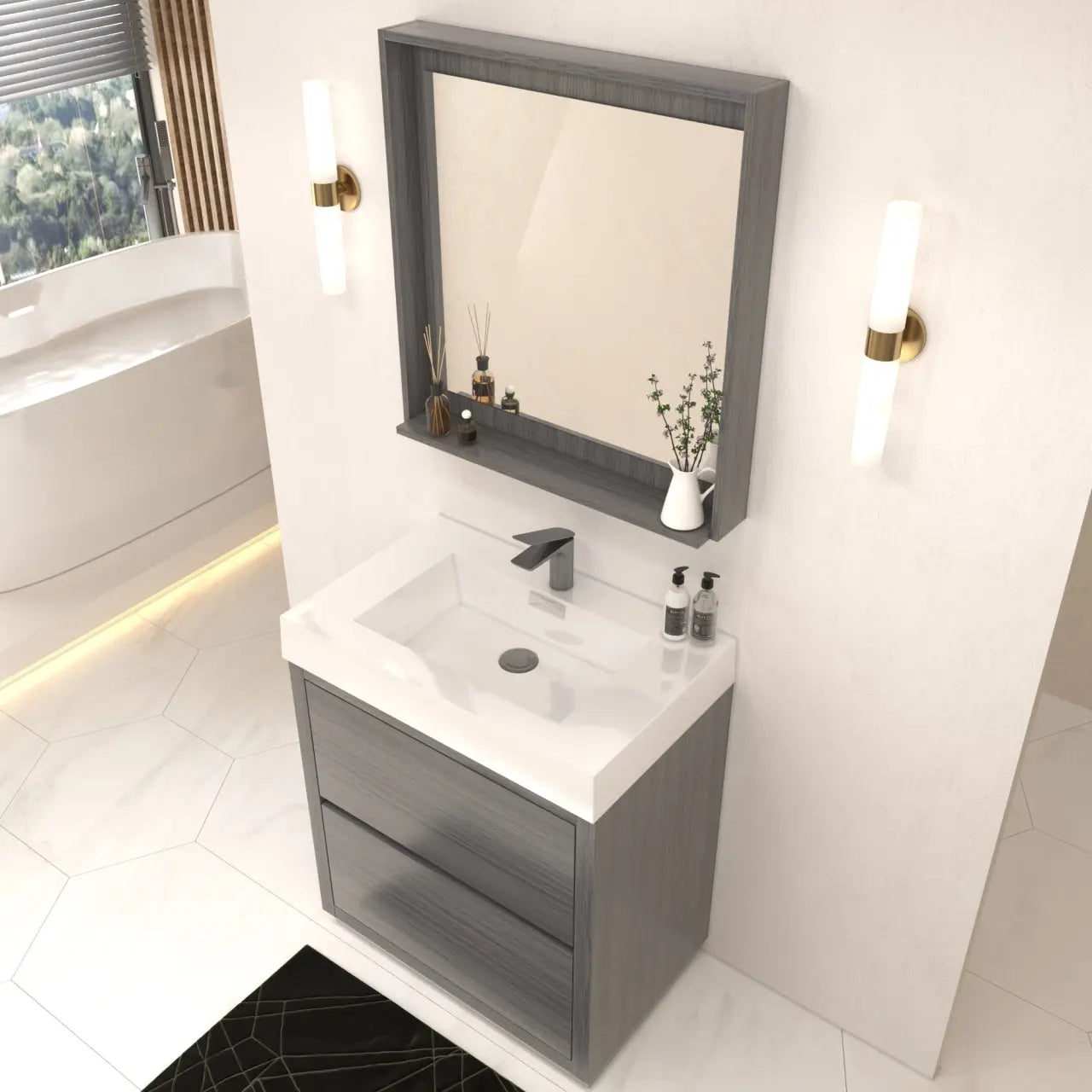 Kube Bath Bliss 30″ Vulcan Ash Grey Free Standing Modern Bathroom Vanity - Plumbing Market