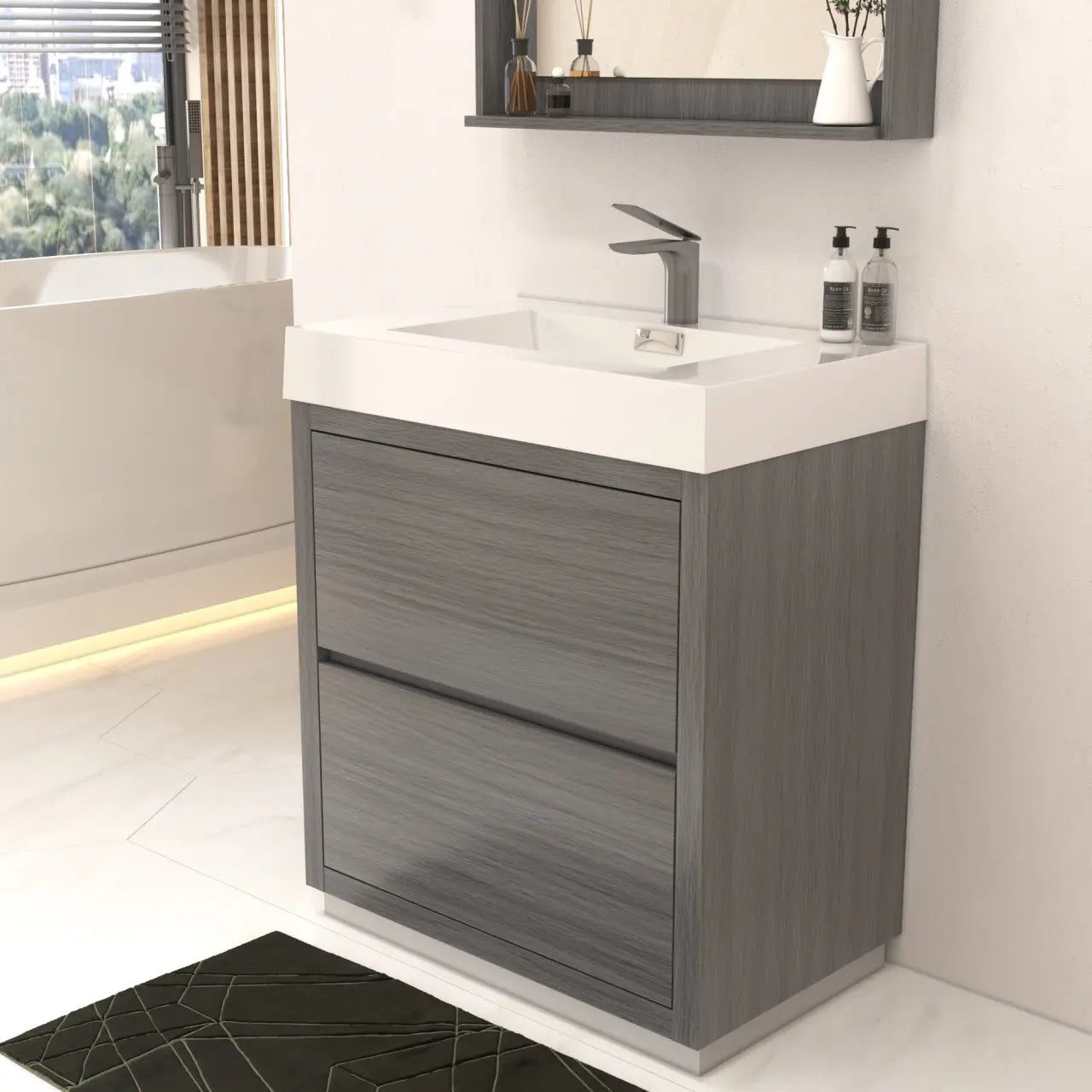 Kube Bath Bliss 30″ Vulcan Ash Grey Free Standing Modern Bathroom Vanity - Plumbing Market
