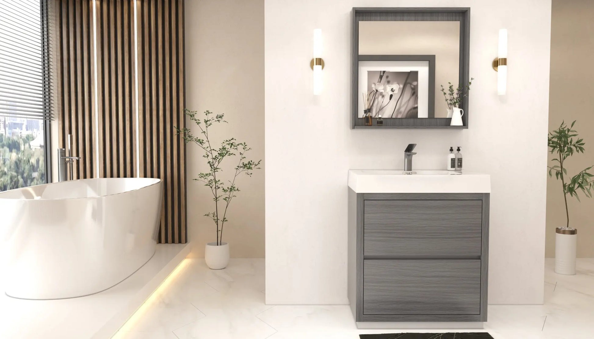 Kube Bath Bliss 30″ Vulcan Ash Grey Free Standing Modern Bathroom Vanity - Plumbing Market