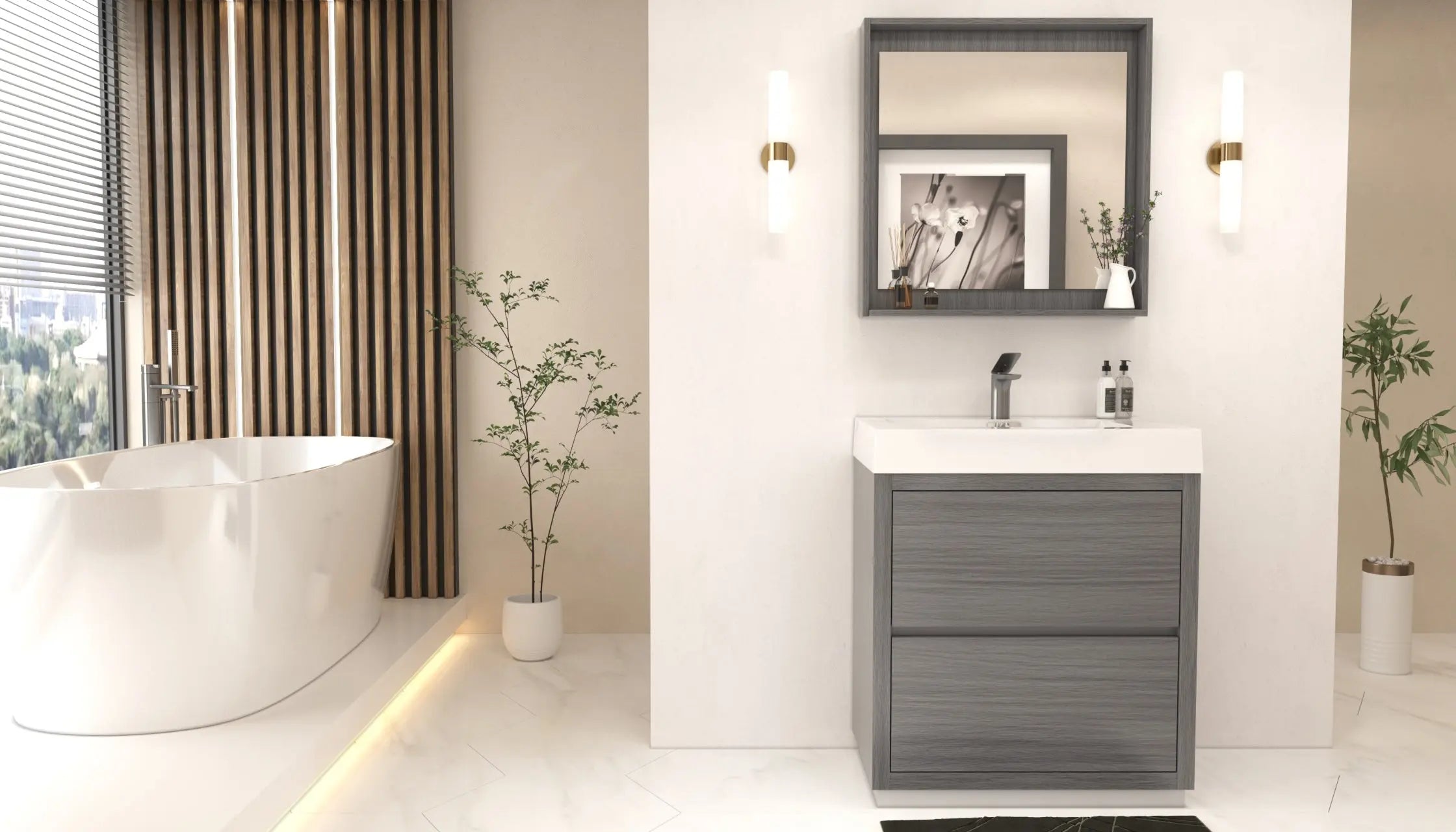 Kube Bath Bliss 30″ Vulcan Ash Grey Free Standing Modern Bathroom Vanity - Plumbing Market