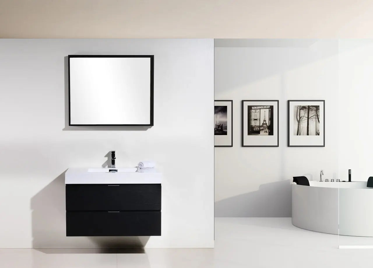 Kube Bath Bliss 36″ Black Wall Mount Modern Bathroom Vanity - Plumbing Market