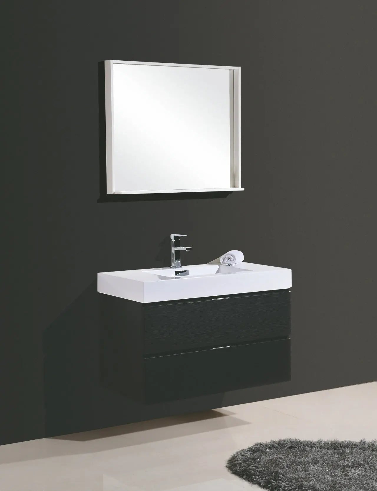 Kube Bath Bliss 36″ Black Wall Mount Modern Bathroom Vanity - Plumbing Market