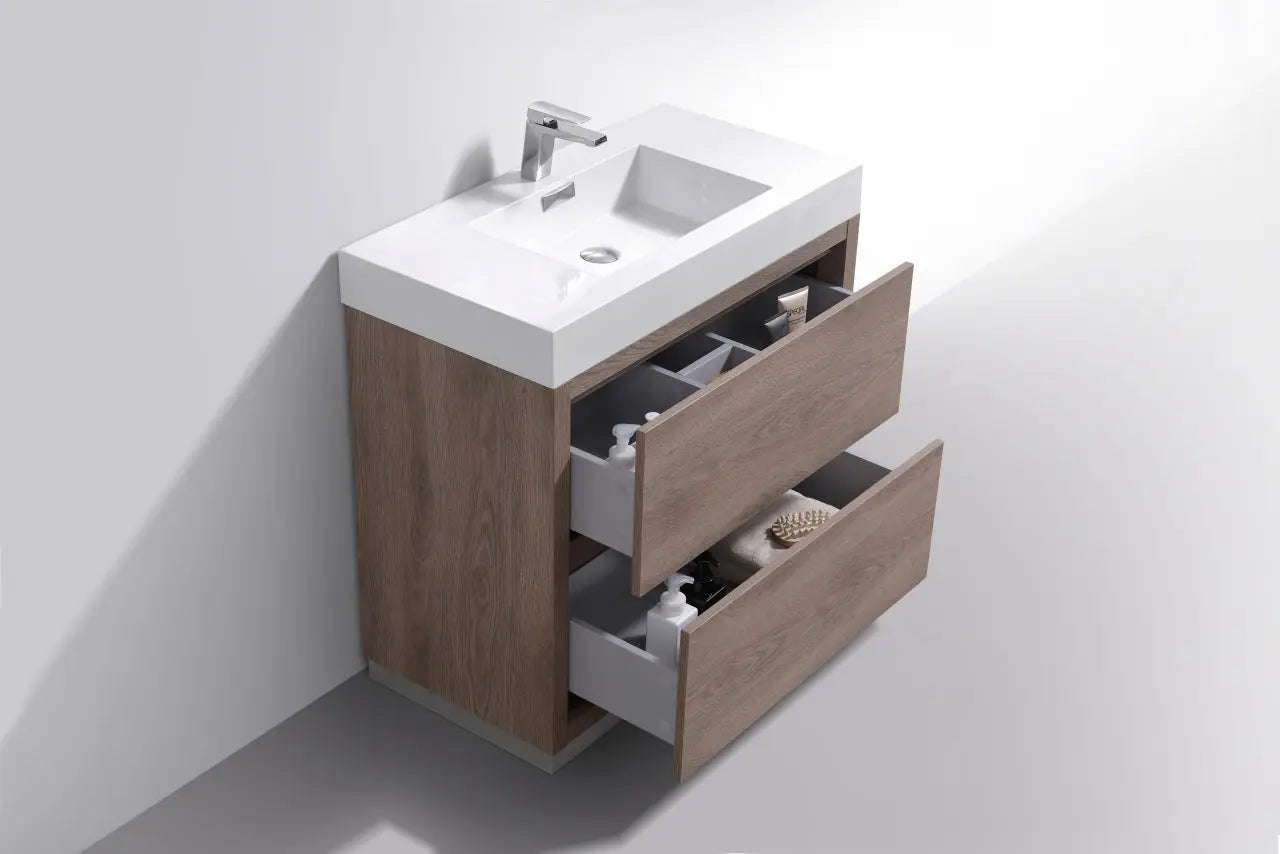 Kube Bath Bliss 36″ Butternut Free Standing Modern Bathroom Vanity - Plumbing Market