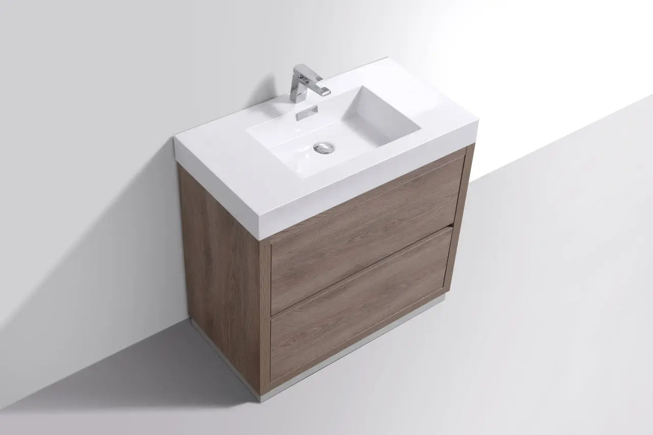 Kube Bath Bliss 36″ Butternut Free Standing Modern Bathroom Vanity - Plumbing Market