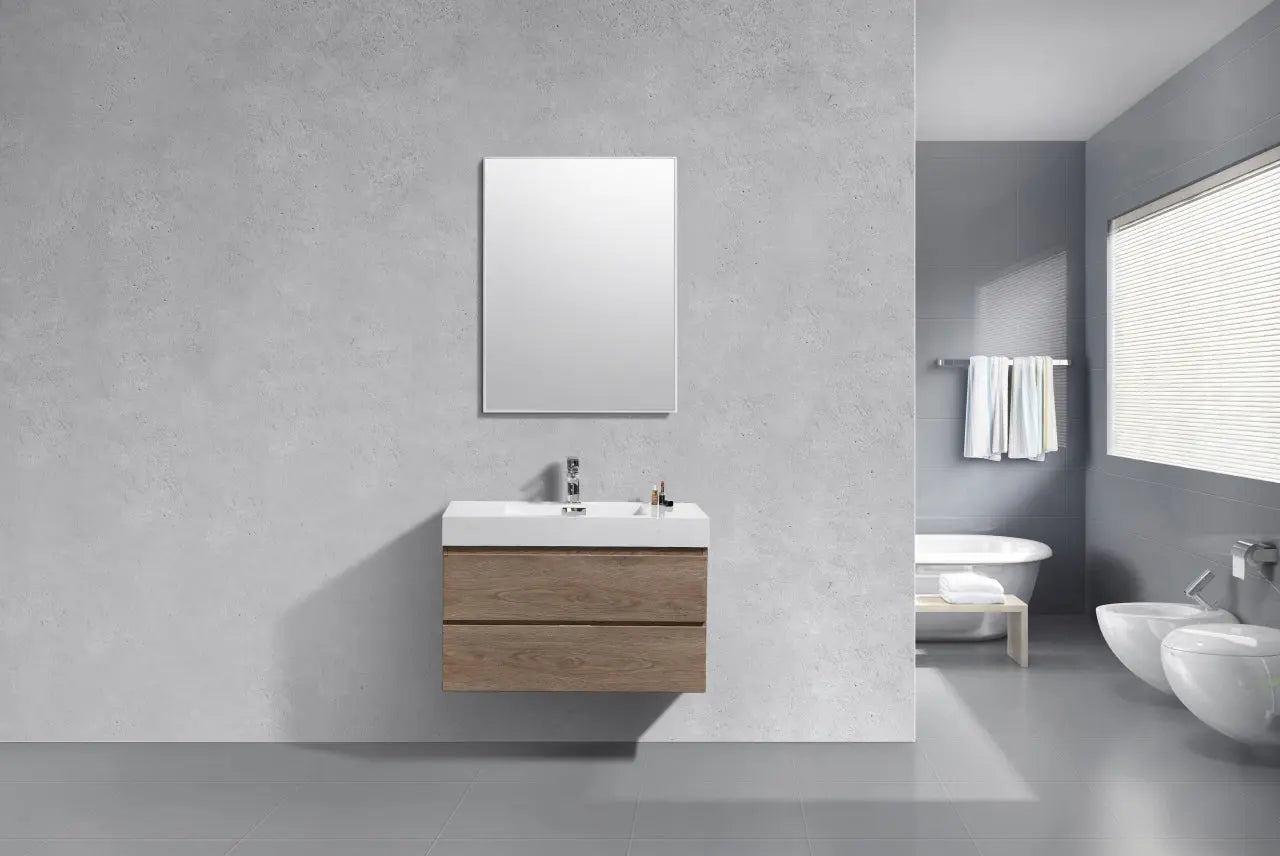 Kube Bath Bliss 36″ Butternut Wall Mount Modern Bathroom Vanity - Plumbing Market