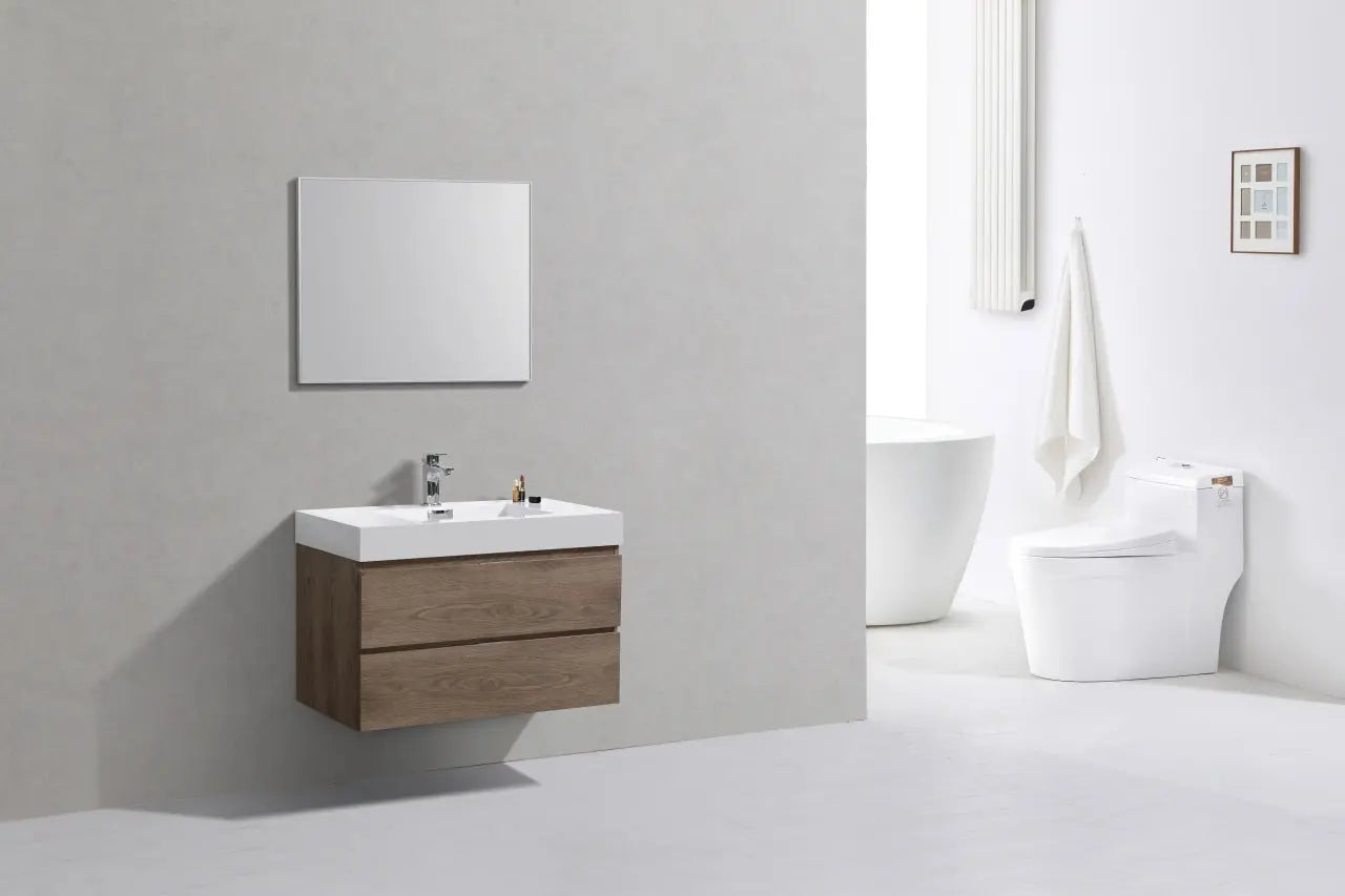 Kube Bath Bliss 36″ Butternut Wall Mount Modern Bathroom Vanity - Plumbing Market