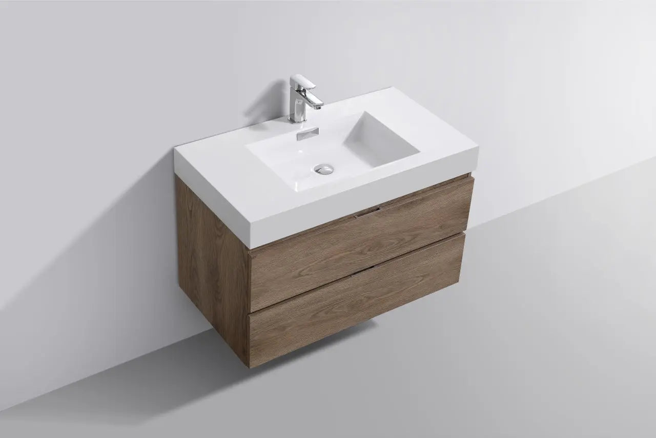 Kube Bath Bliss 36″ Butternut Wall Mount Modern Bathroom Vanity - Plumbing Market