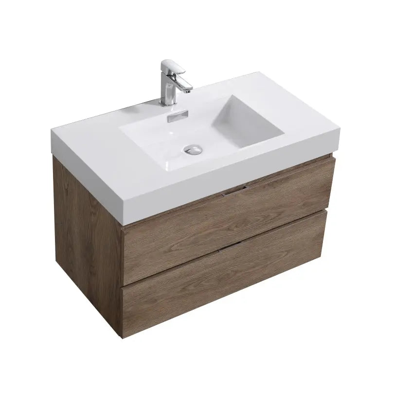 Kube Bath Bliss 36″ Butternut Wall Mount Modern Bathroom Vanity - Plumbing Market
