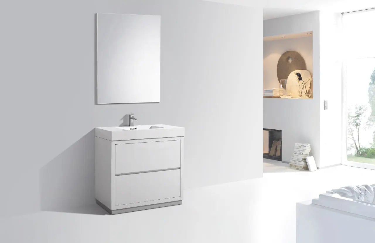 Kube Bath Bliss 36″ High Gloss White Free Standing Modern Bathroom Vanity - Plumbing Market