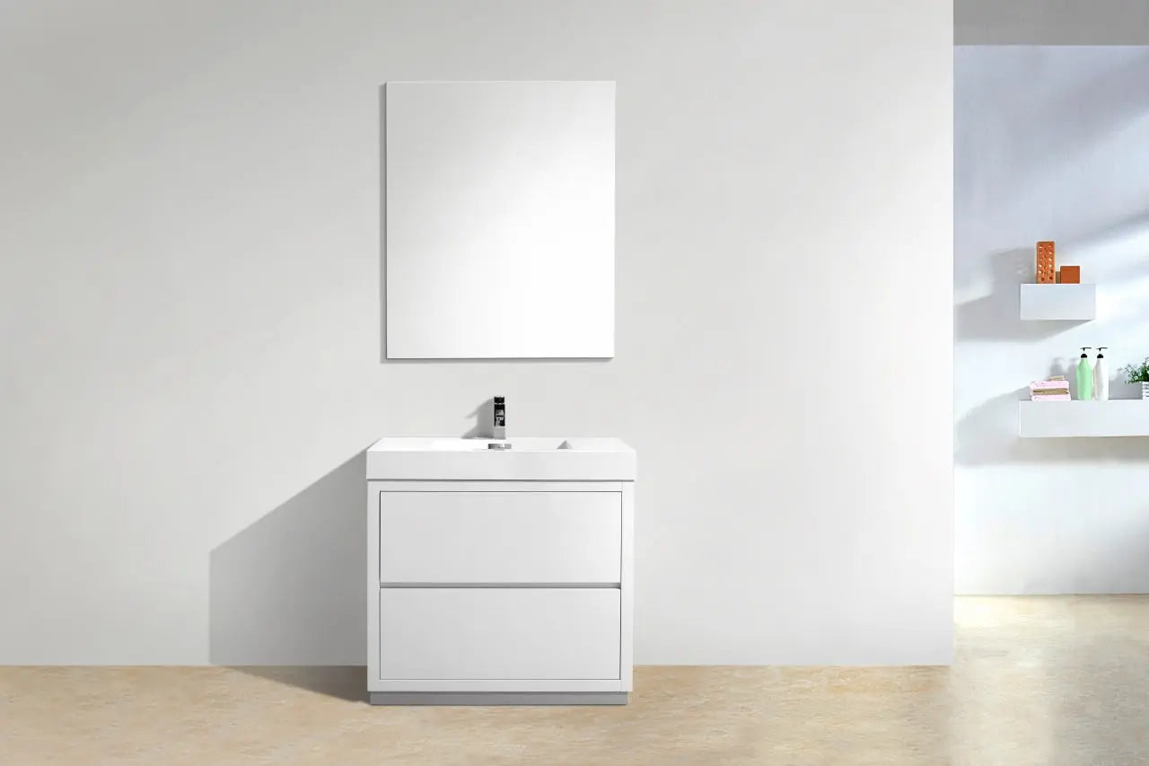 Kube Bath Bliss 36″ High Gloss White Free Standing Modern Bathroom Vanity - Plumbing Market