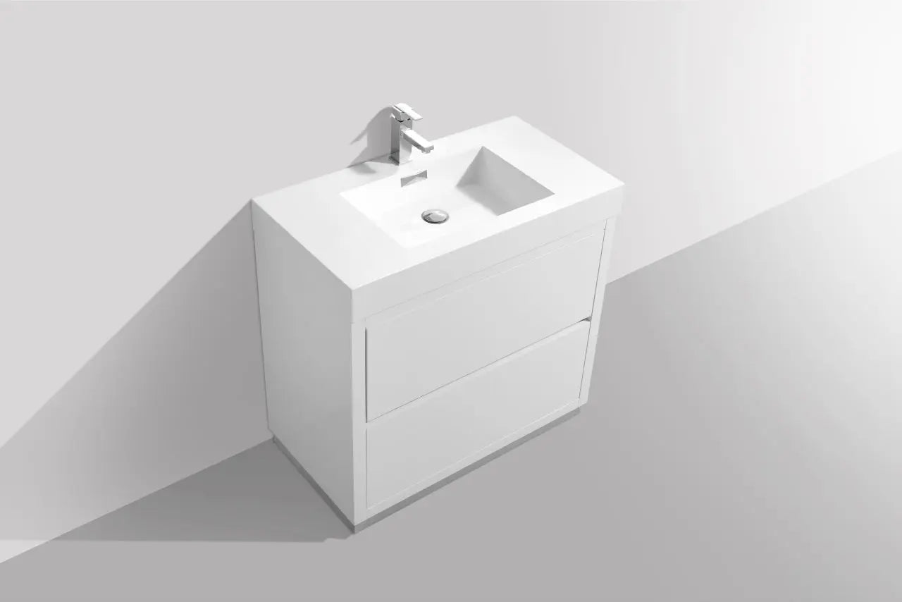 Kube Bath Bliss 36″ High Gloss White Free Standing Modern Bathroom Vanity - Plumbing Market