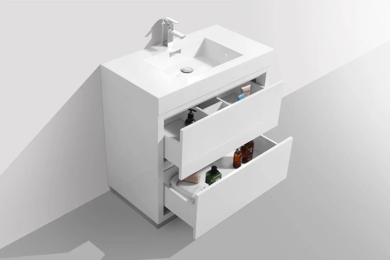 Kube Bath Bliss 36″ High Gloss White Free Standing Modern Bathroom Vanity - Plumbing Market