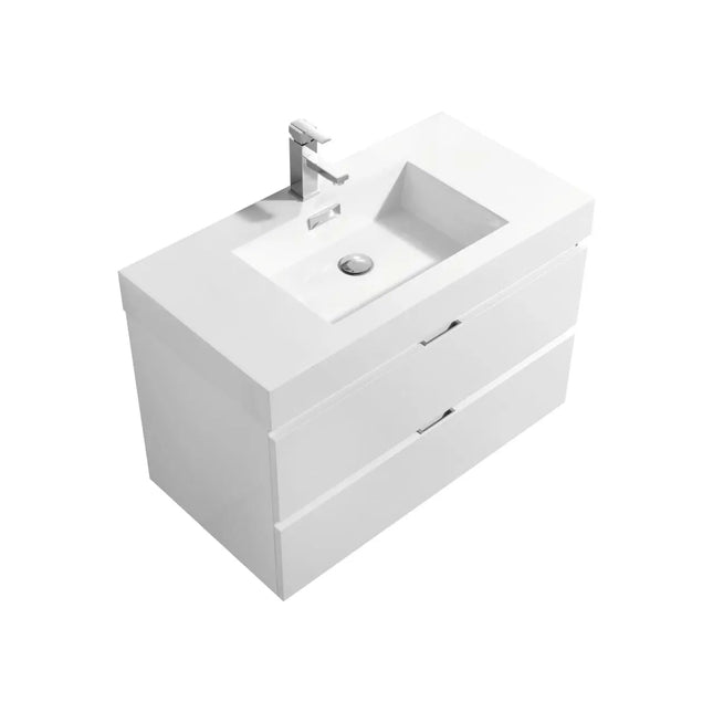 Kube Bath Bliss 36″ High Gloss White Wall Mount Modern Bathroom Vanity - Plumbing Market