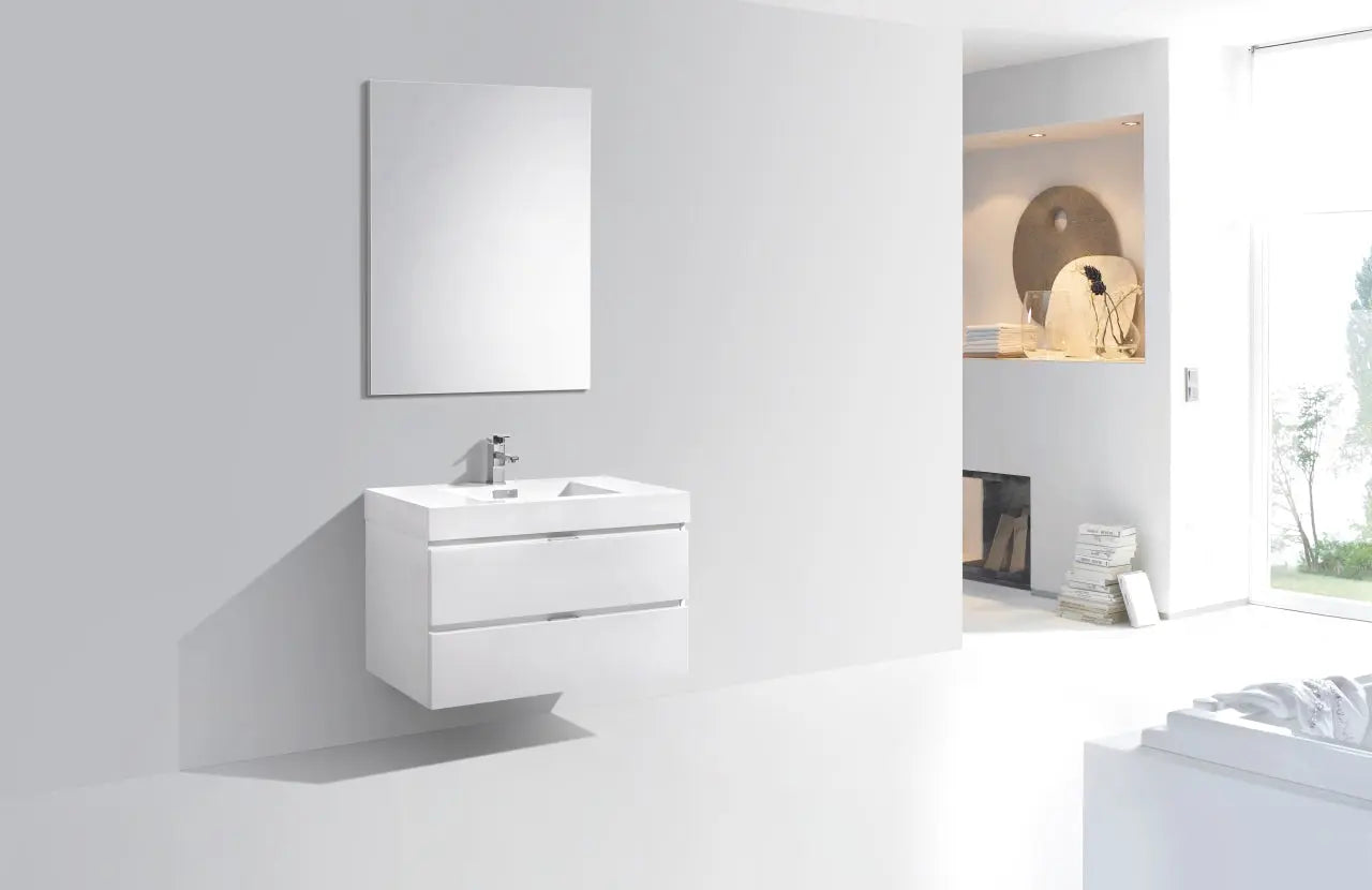 Kube Bath Bliss 36″ High Gloss White Wall Mount Modern Bathroom Vanity - Plumbing Market