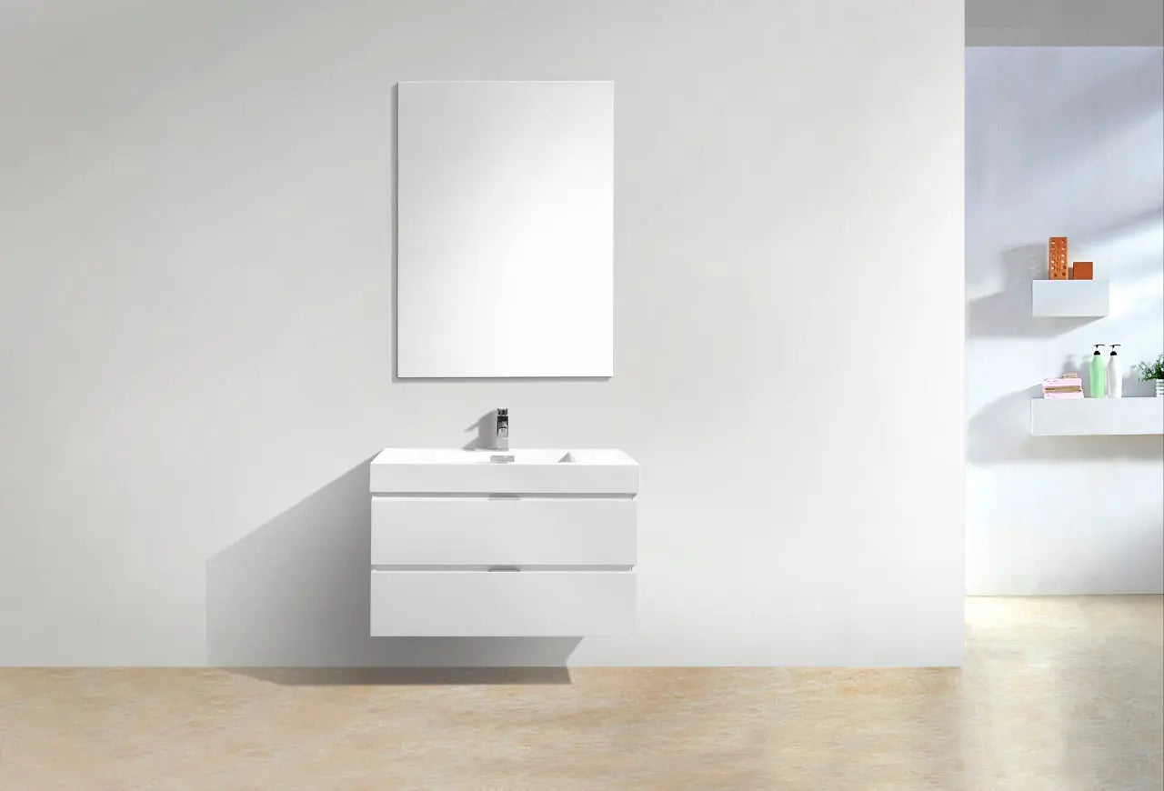 Kube Bath Bliss 36″ High Gloss White Wall Mount Modern Bathroom Vanity - Plumbing Market