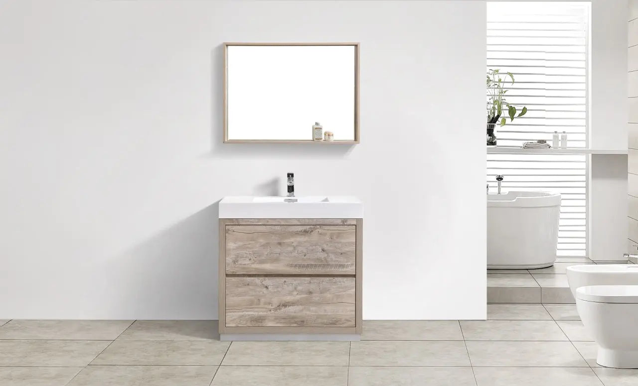 Kube Bath Bliss 36″ Nature Wood Floor Mount Modern Bathroom Vanity - Plumbing Market