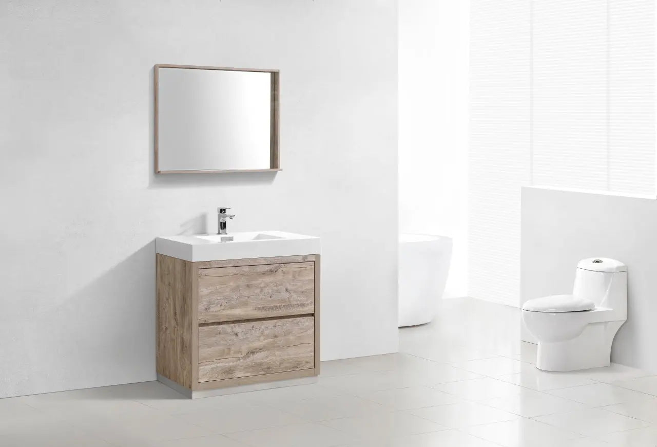 Kube Bath Bliss 36″ Nature Wood Floor Mount Modern Bathroom Vanity - Plumbing Market