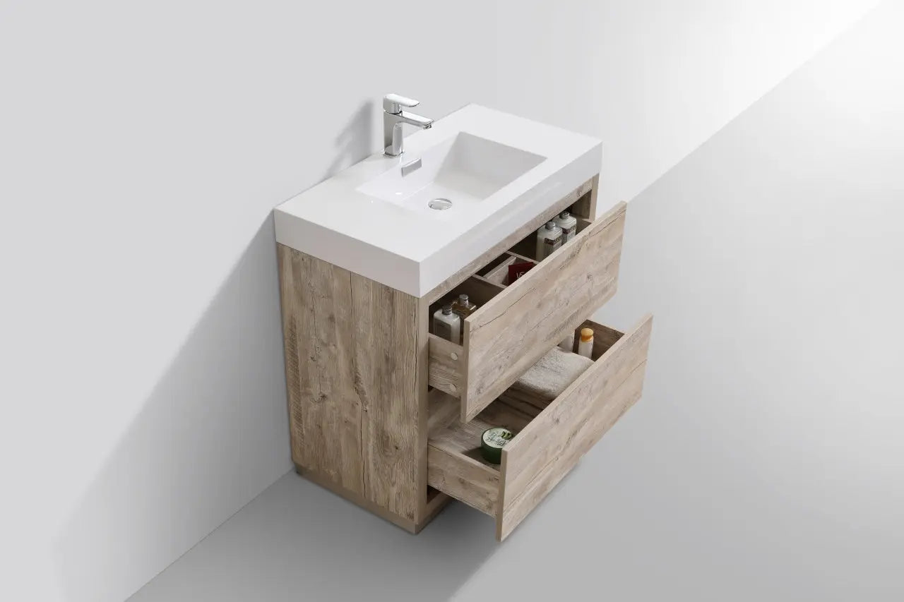 Kube Bath Bliss 36″ Nature Wood Floor Mount Modern Bathroom Vanity - Plumbing Market