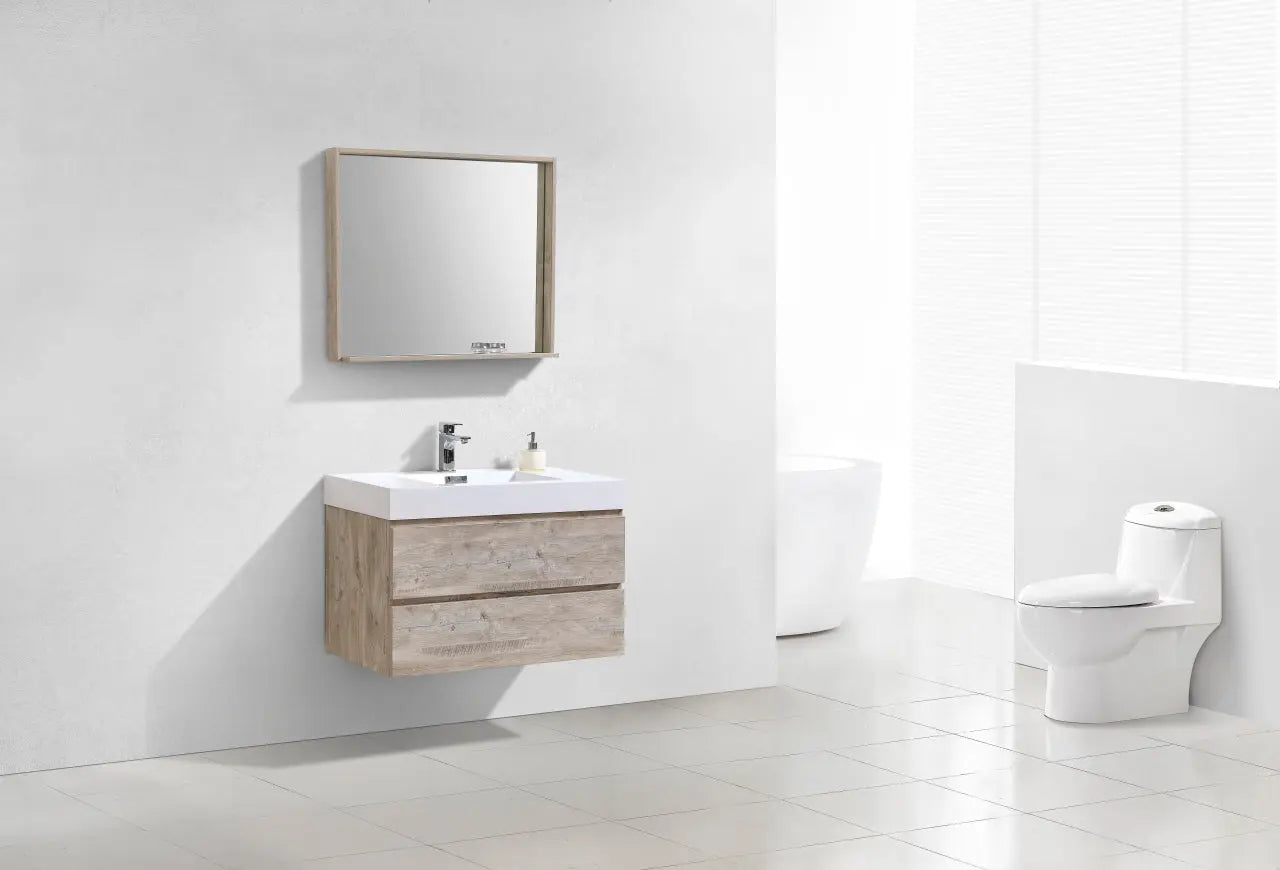 Kube Bath Bliss 36″ Nature Wood Wall Mount Modern Bathroom Vanity - Plumbing Market