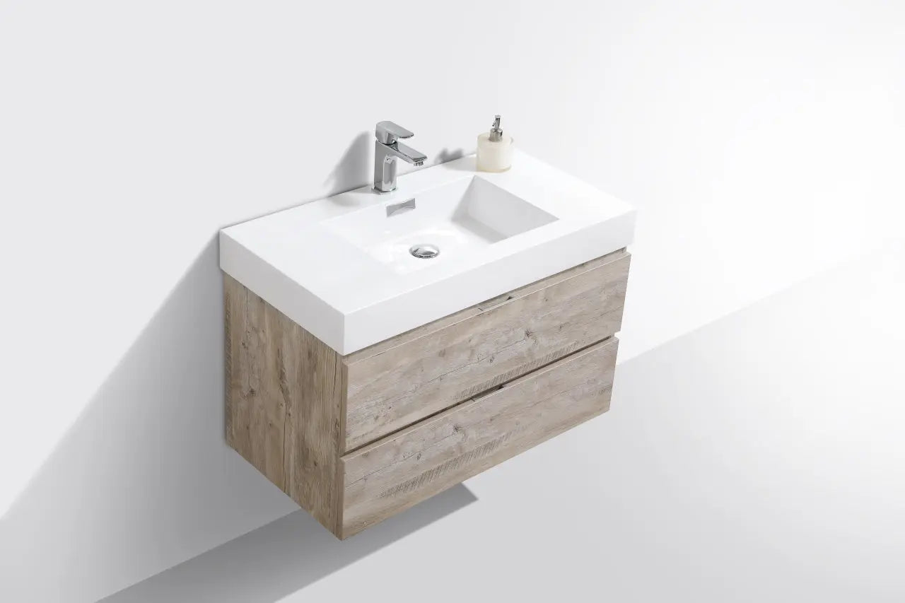 Kube Bath Bliss 36″ Nature Wood Wall Mount Modern Bathroom Vanity - Plumbing Market